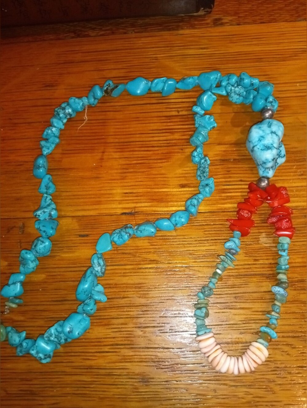 Turquoise and Coral Stone Beaded Necklace - Women Jewelry